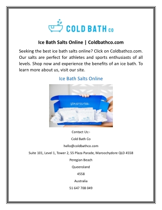 Ice Bath Salts Online Coldbathco.com