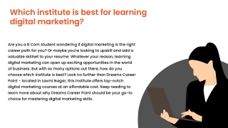 Which institute is best for learning digital marketing