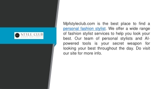 Personal Fashion Stylist Mpfstyleclub.com