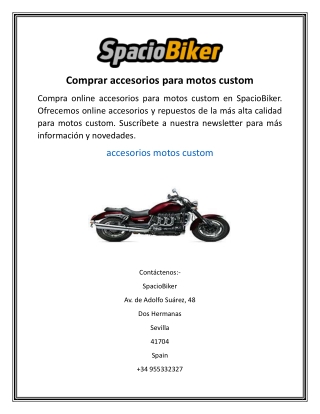 Comprar accesorios para motos custom