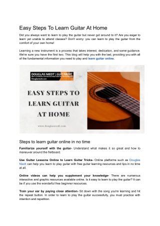 Easy Steps To Learn Guitar At Home