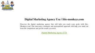 Digital Marketing Agency Usa  Site-monkeys.com