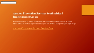 Auction Prevention Services South Africa Realestateassist.co.za