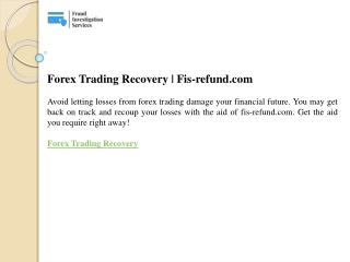 Forex Trading Recovery  Fis-refund.com
