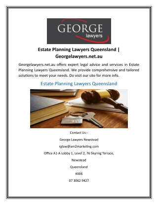 Estate Planning Lawyers Queensland Georgelawyers.net.au