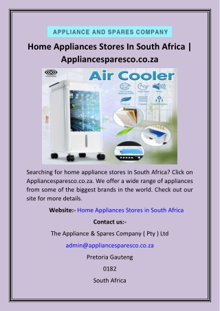 Home Appliances Stores In South Africa  Appliancesparesco.co.za