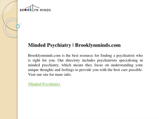 Minded Psychiatry  Brooklynminds.com