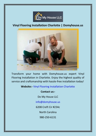 Vinyl Flooring Installation Charlotte  Domyhouse.us