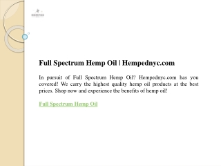 Full Spectrum Hemp Oil  Hempednyc.com