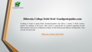 Hibernia College Irish Oral  Gaeilgeoirguides.com