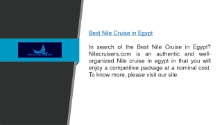 Best Nile Cruise In Egypt Nilecruisers.com