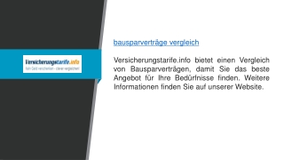 Bausparverträge Vergleich  Versicherungstarife.info