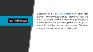 Taxi To Brussels City Yourprivatedriver.be
