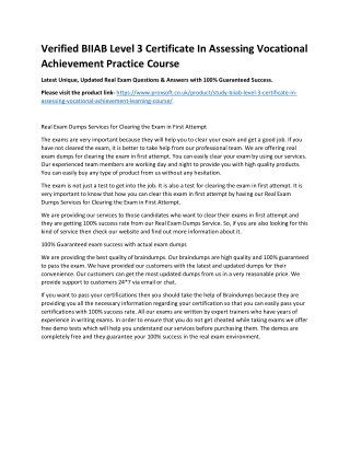 Verified BIIAB Level 3 Certificate In Assessing Vocational Achievement Practice