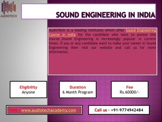 Sound Engineering Course in India