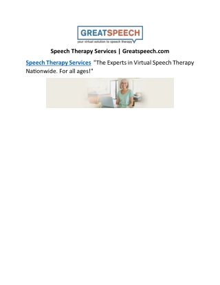 Speech Therapy Services | Greatspeech.com
