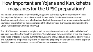 How important are Yojana and Kurukshetra magazines for the UPSC preparation