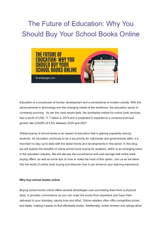 The Future of Education: Why Online Book Buying is the Way Forward