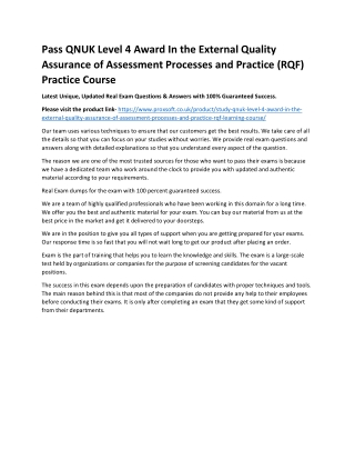 Pass QNUK Level 4 Award In the External Quality Assurance of Assessment Processe