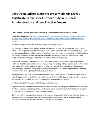 Pass Open College Network West Midlands Level 2 Certificate in Skills for Furthe