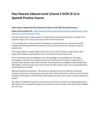 Pass Pearson Edexcel Level 1/Level 2 GCSE (9-1) in Spanish Practice Course