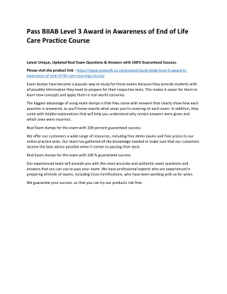 Pass BIIAB Level 3 Award in Awareness of End of Life Care Practice Course