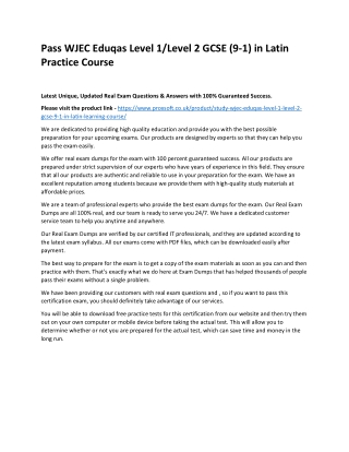 Pass WJEC Eduqas Level 1/Level 2 GCSE (9-1) in Latin Practice Course