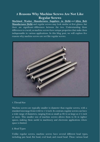 5 reasons why machine screws are not like regular screws