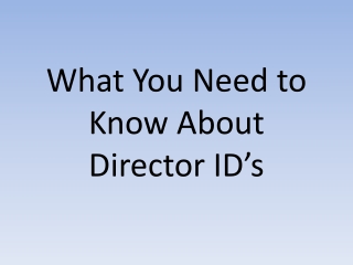 What You Need to Know About Director ID’s