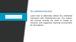 Ell Sheltered Instruction  Tesoltrainers.com