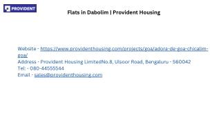 Flats in Dabolim | Provident Housing