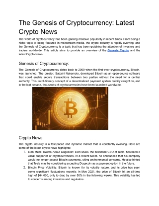 The Genesis of Cryptocurrency_ Latest Crypto News