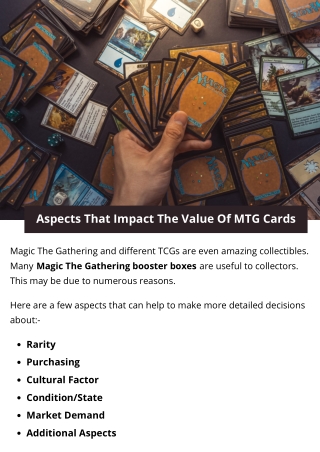 Aspects That Impact The Value Of MTG Cards