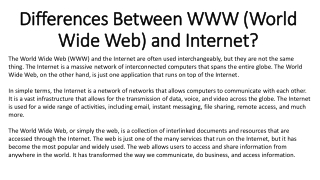 Differences Between WWW (World Wide Web)