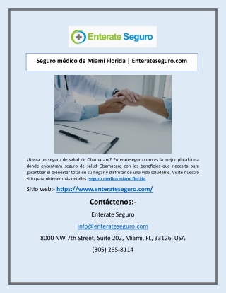 Seguro médico de Miami Florida | Enterateseguro.com