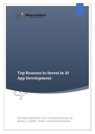 Silwana Infotech - Top Reasons to Invest in AI App Development