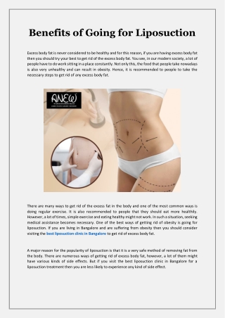 Benefits of Going for Liposuction