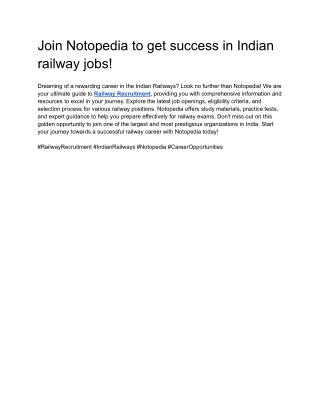 Join Notopedia to get success in Indian railway jobs