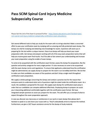 SCIM Spinal Cord Injury Medicine Subspecialty