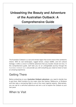 Unleashing the Beauty and Adventure of the Australian Outback A Comprehensive Guide