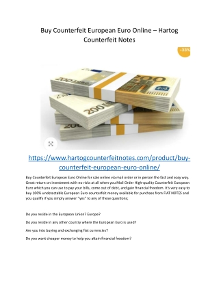 Buy Counterfeit European Euro Online