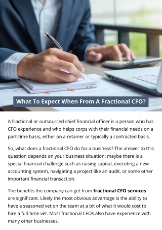 What To Expect When From A Fractional CFO?