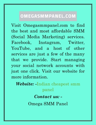 Indian Cheapest Smm Panel Omegasmmpanel.com