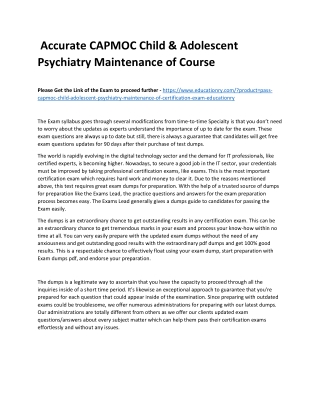 CAPMOC Child & Adolescent Psychiatry Maintenance of