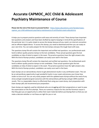 CAPMOC_ACC Child & Adolescent Psychiatry Maintenance of