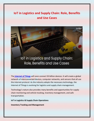 IoT in Logistics and Supply Chain- Role, Benefits and Use Cases