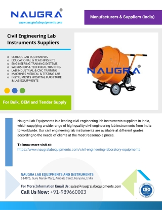 Civil Engineering Lab Instruments Suppliers