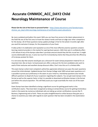 CHNMOC_ACC_DAY2 Child Neurology Maintenance of