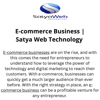 E-commerce Business  Satya Web Technology