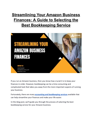 Streamlining Your Amazon Business Finances: A Guide to Selecting the Best Bookk